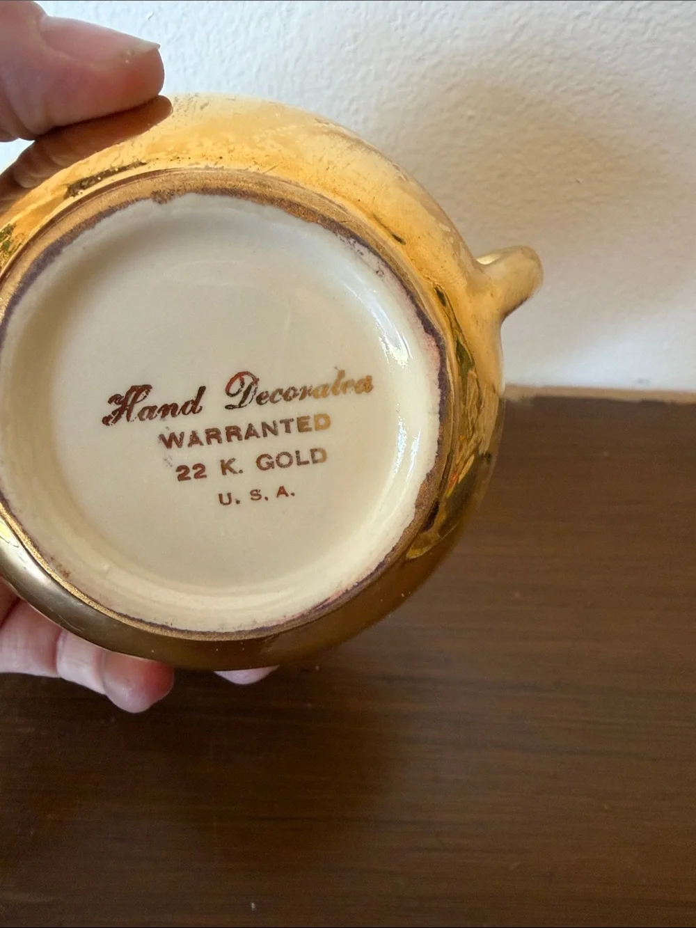 Hand Decorated 22k Gold Ceramic Creamer and Sugar Set
